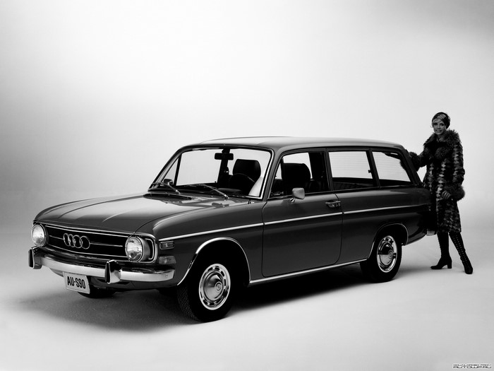 Woman with Audi Super 90 Wagon