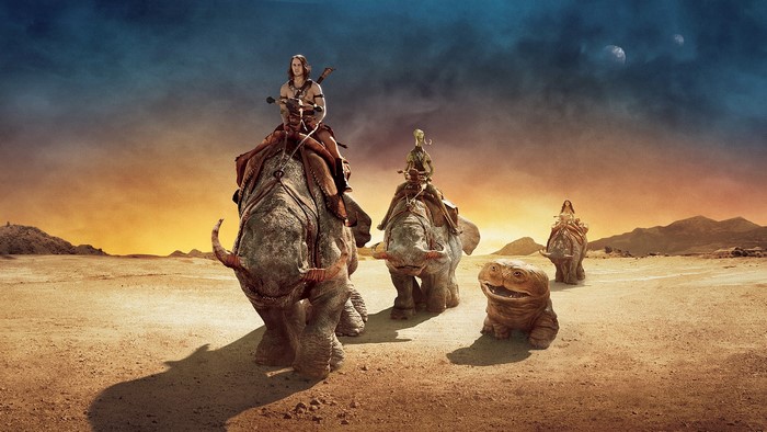 John Carter riding a Thoat on Barsoom