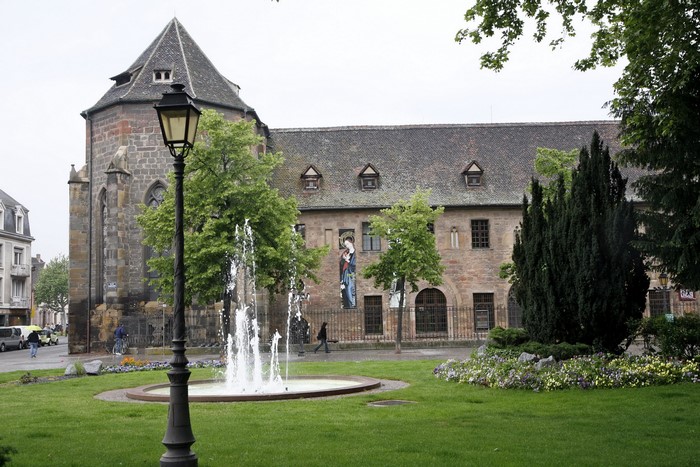 Building with fountain in France