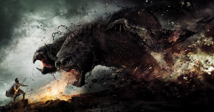 4K Wrath of the Titans: Man fights Cerberus