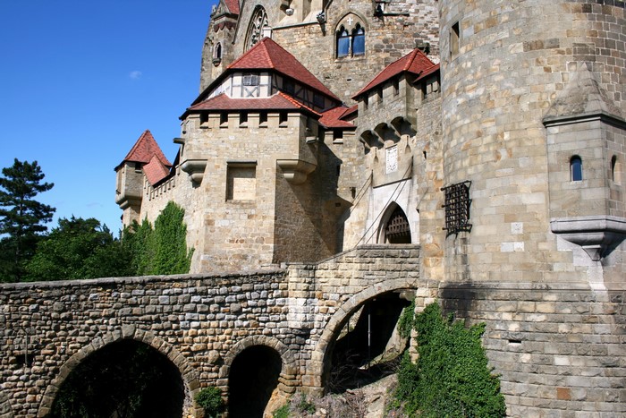 Burg Kreuzenstein Austria castle with stone bridge