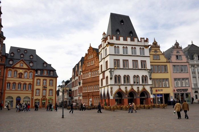 Market square with historic buildings in Germany