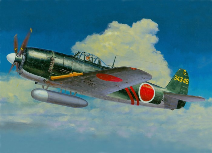 Kawanishi N1K2-J "George" fighter plane in flight