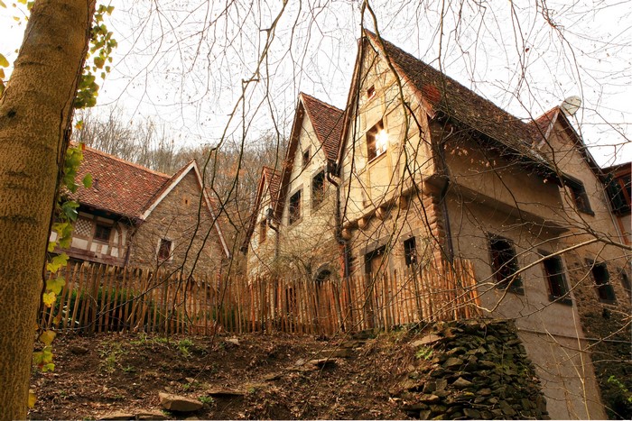 Half-timbered houses in a forest in Germany