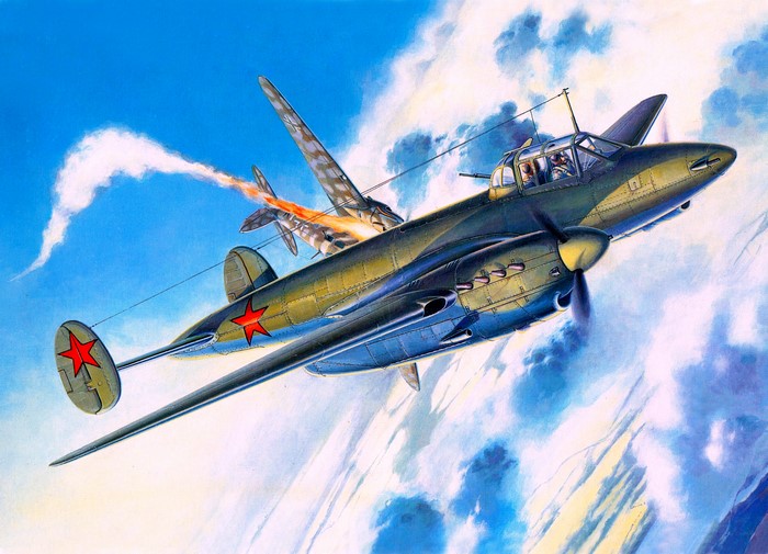 Soviet Airplane attacking a German Airplane