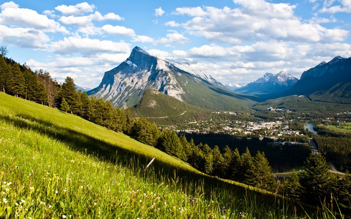 Banff National Park Mountains and Town