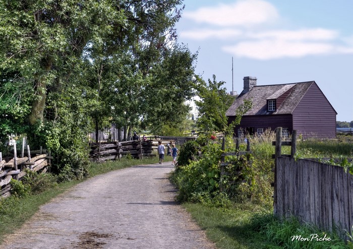 Historic building and wooden fences in Ontario, Canada