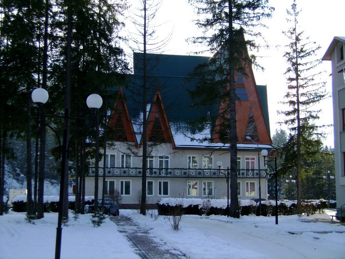 Snowy hotel in Zakarpattia, Ukraine
