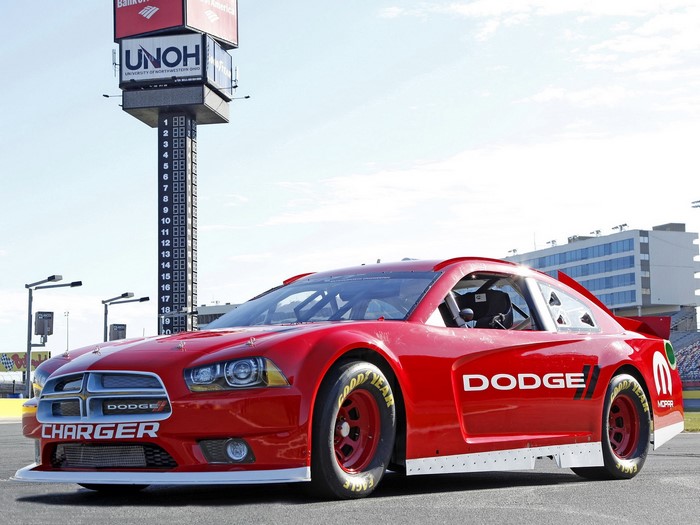 Red Dodge Charger NASCAR race car