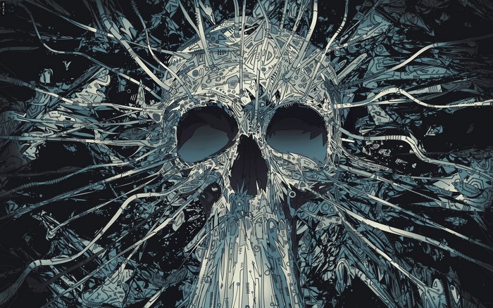 Abstract Mechanical Skull with Wires