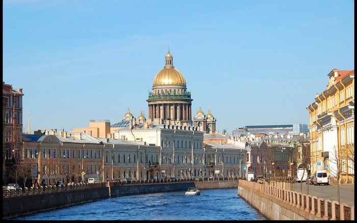 Saint Isaac's Cathedral and canal in St. Petersburg