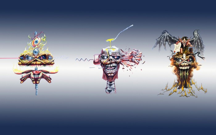 Iron Maiden Eddie's from different album covers