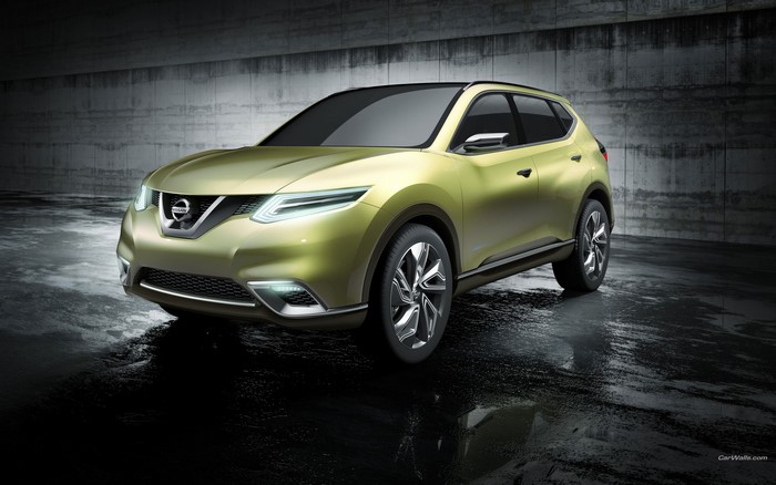 Nissan concept SUV parked on wet concrete floor