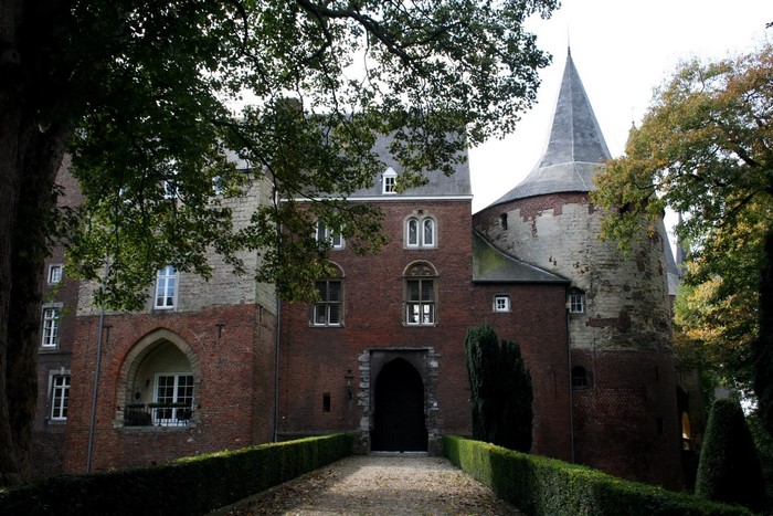 Castle with conical tower and trees