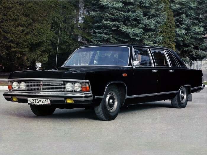 Black GAZ-14 Chaika limousine on a road