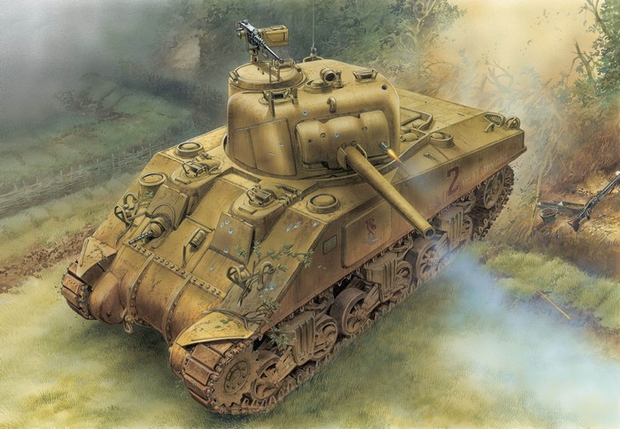 M4A1 Sherman tank in combat
