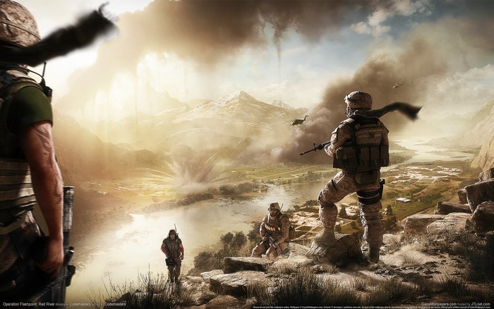 Soldiers overlooking a valley in Operation Flashpoint