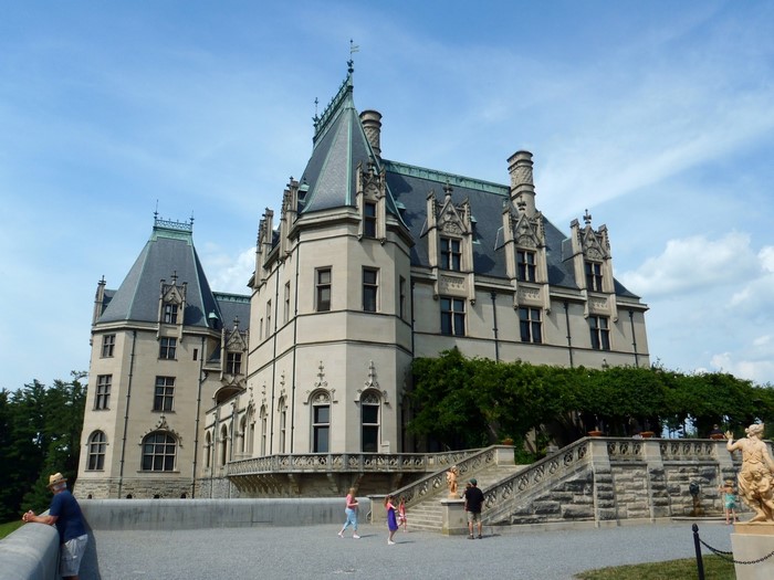 Biltmore Estate South Terrace with people and statues