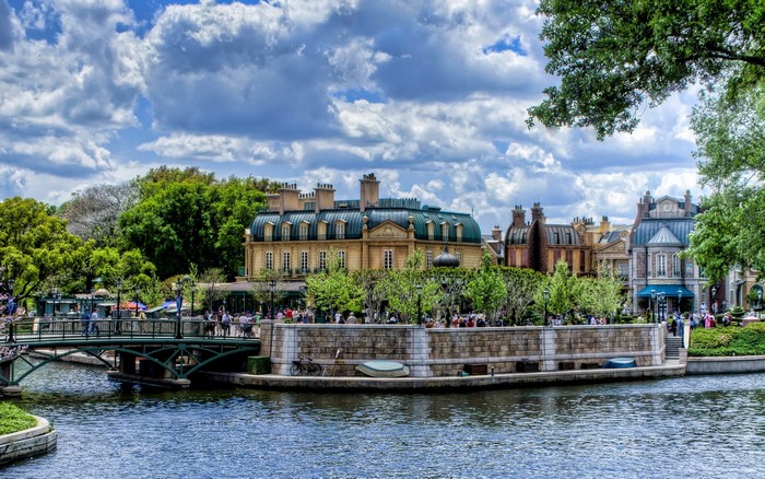 France Pavilion at Epcot with canal and bridge
