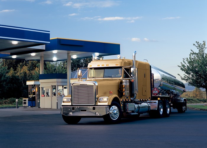 Freightliner Tanker Truck at Gas Station
