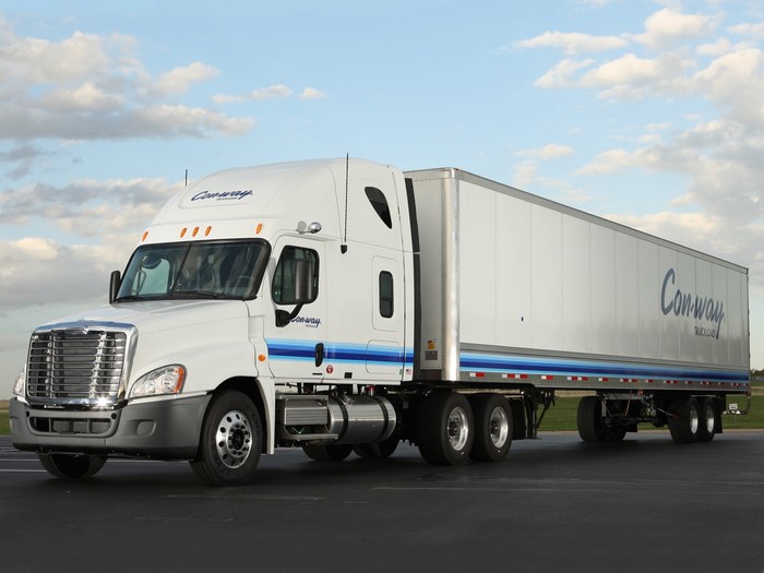 White Con-way Truck with Trailer