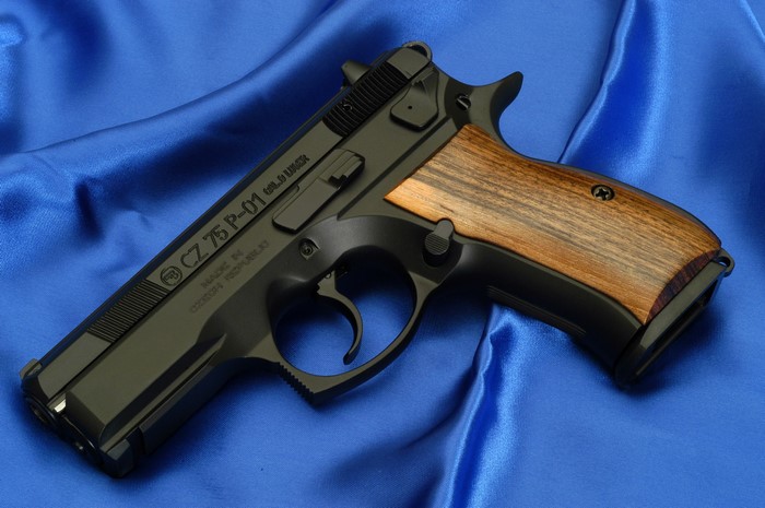 CZ 75 P-01 pistol with wooden grips