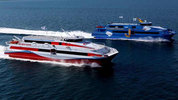 Perle Express and Liberty Ferries on the Water