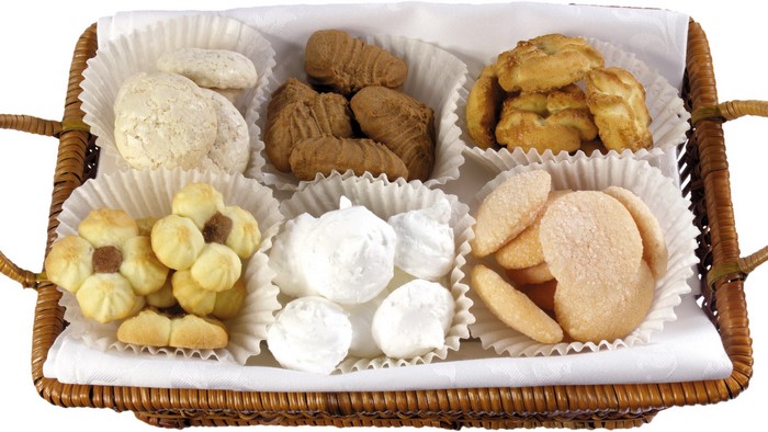 Basket of assorted cookies and sweets