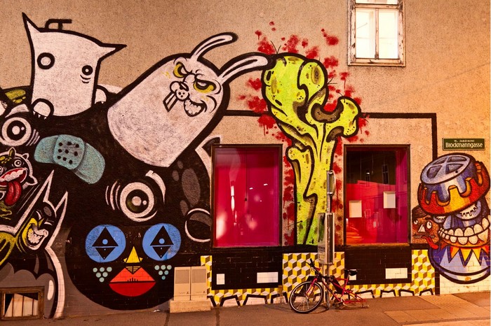 Graffiti art on a building facade