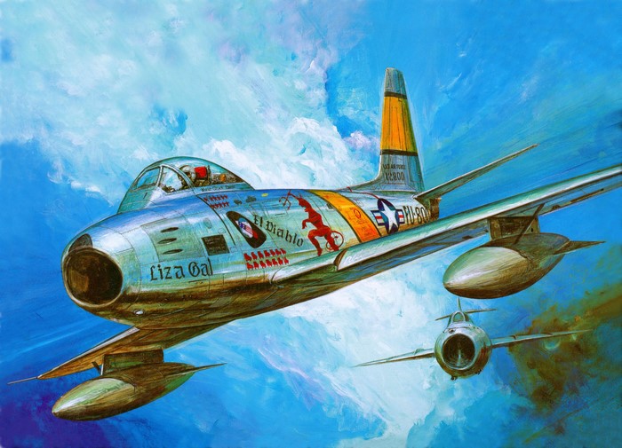F-86E Sabre 'Liza Gal' El Diablo Airplane Painting