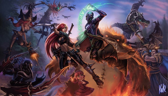 League of Legends characters in a battle scene