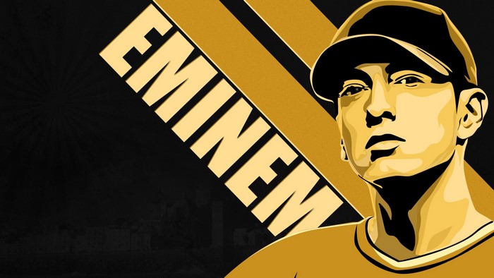 Eminem portrait with gold and black background