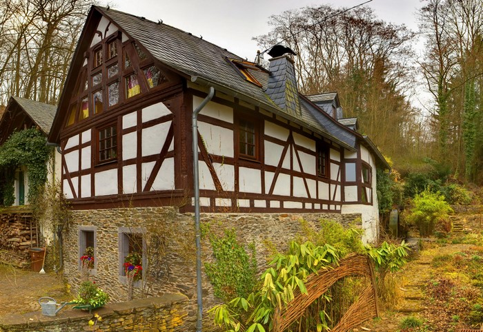Half-timbered house in a forest in Germany