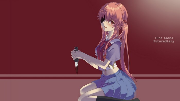 Yuno Gasai from Future Diary holding a bloody knife