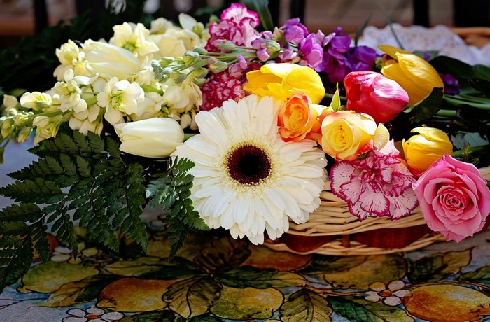 Bouquet of Flowers in a Basket