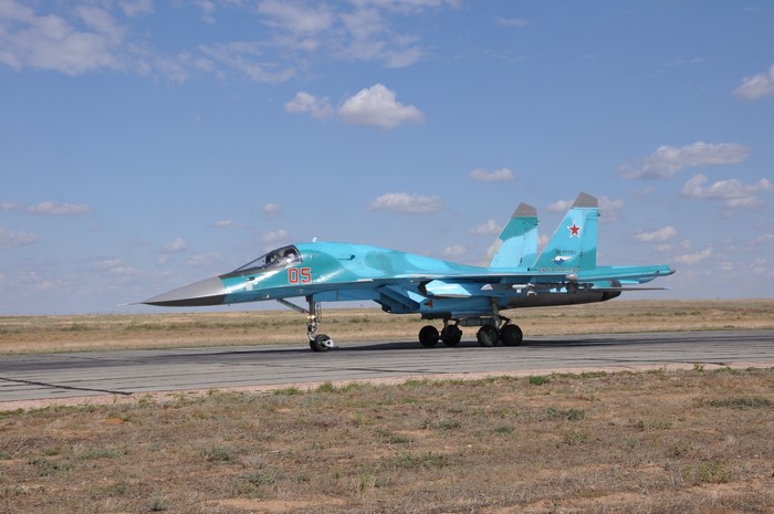 Sukhoi Su-34 fighter jet on a runway