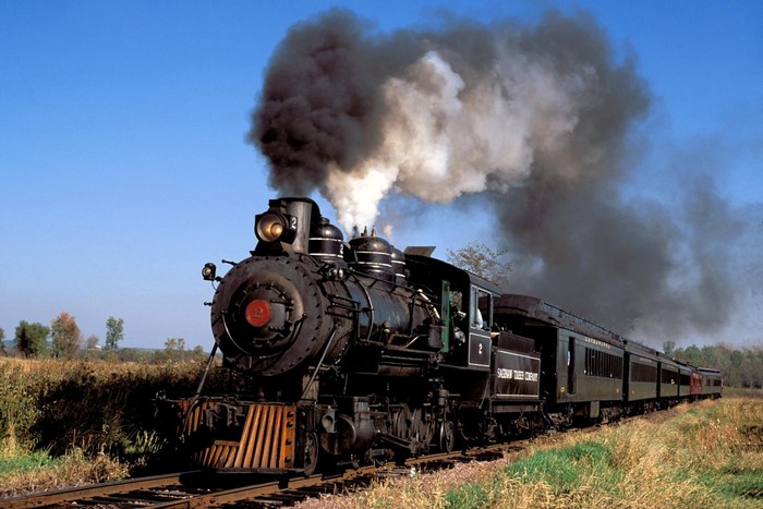 Steam Locomotive Train Emitting Smoke