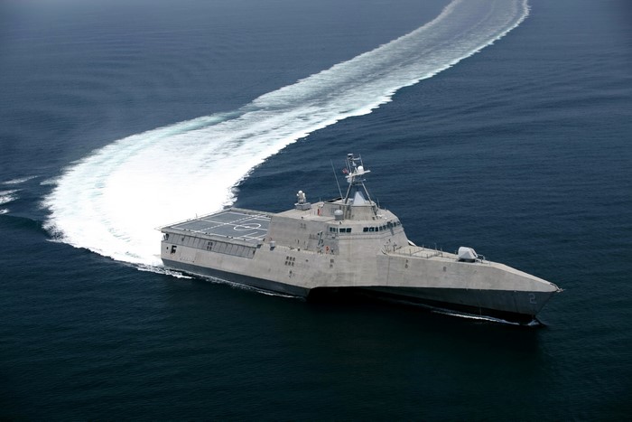 Trimaran Littoral Combat Ship (LCS) underway