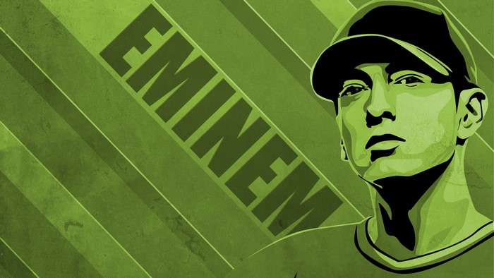 Eminem portrait with green background
