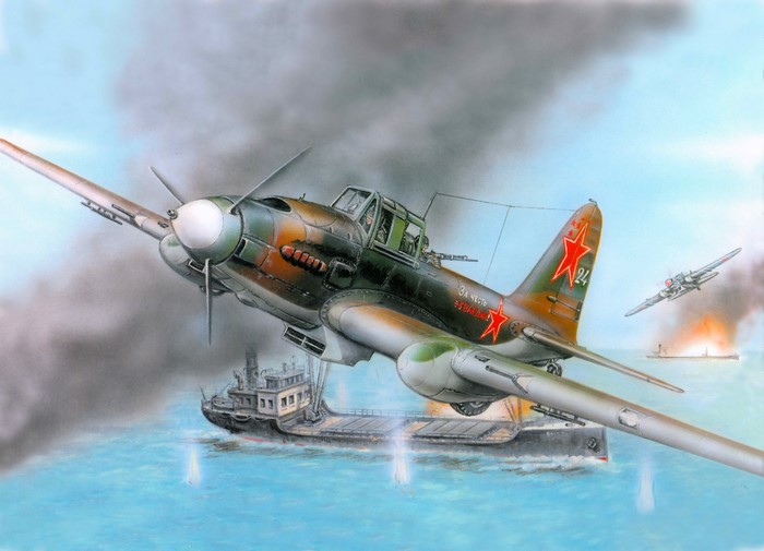 Soviet Attack Aircraft Attacking a Ship
