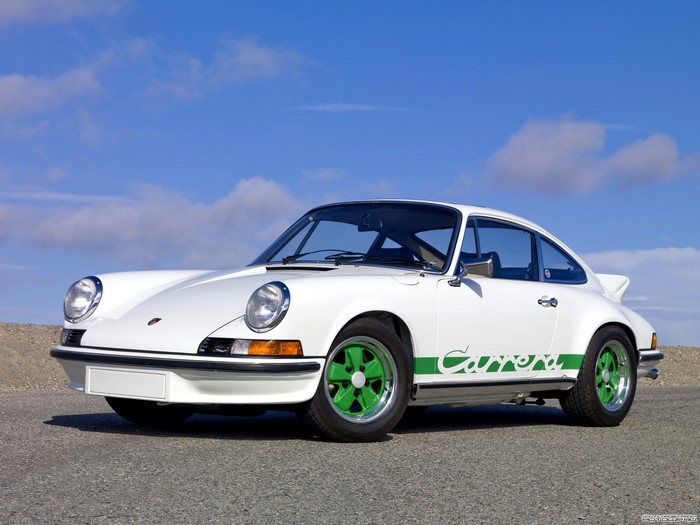 White Porsche Carrera with Green Accents