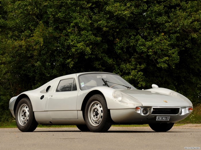 Silver Porsche 904 Carrera GTS parked outdoors