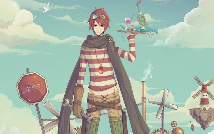 Young man with goggles and scarf