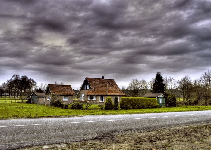 Houses on a cloudy day