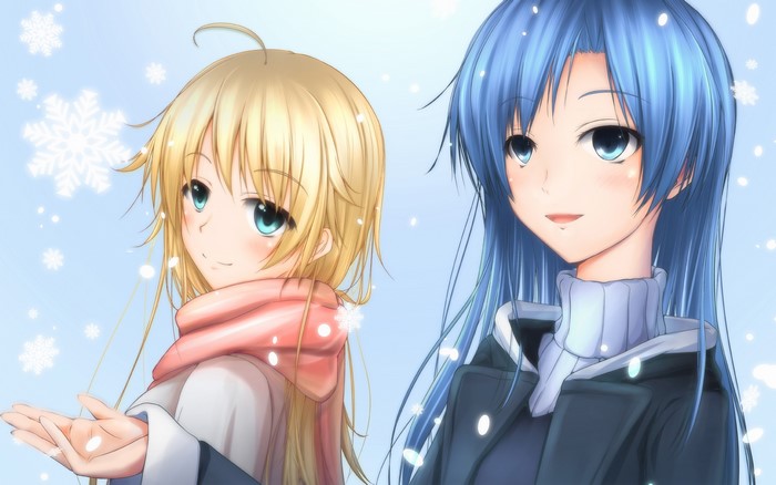 Two anime girls in snow