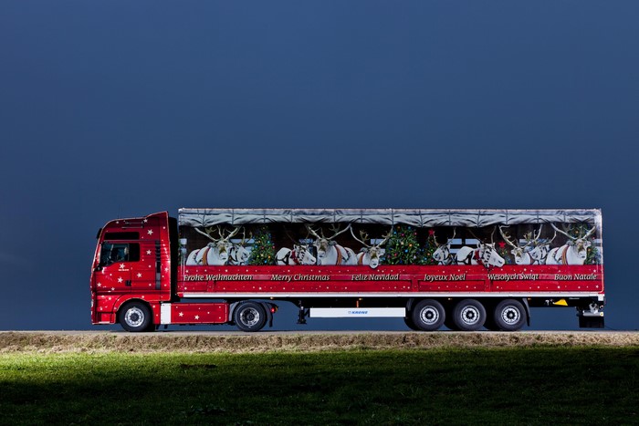 Christmas decorated MAN SE truck