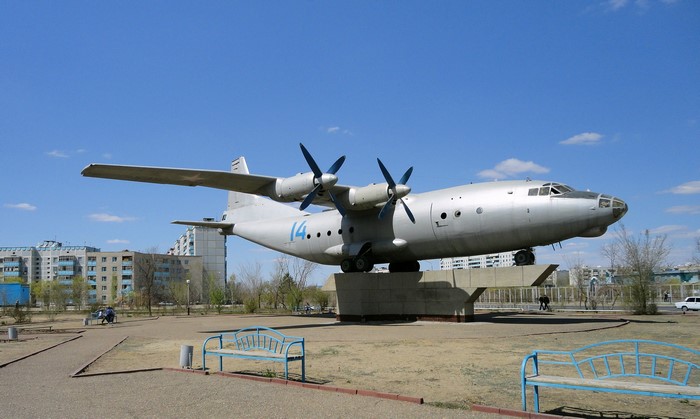 Monumental Antonov An-12 aircraft on display