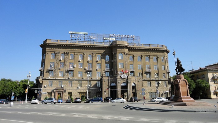 Volgograd Hotel and monument in Russia