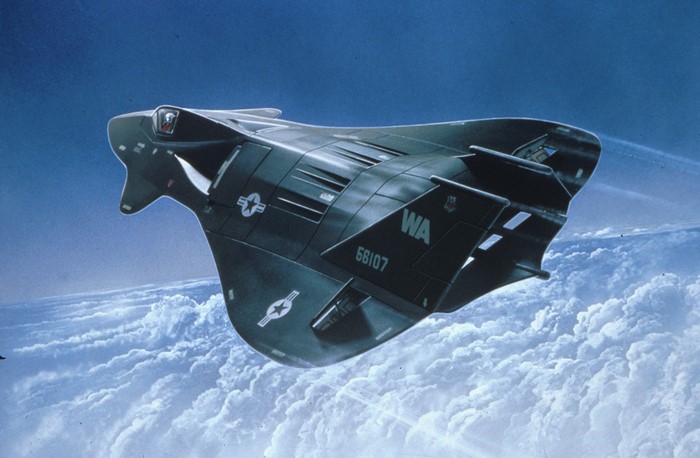 Painting of a Northrop F-19 stealth fighter jet