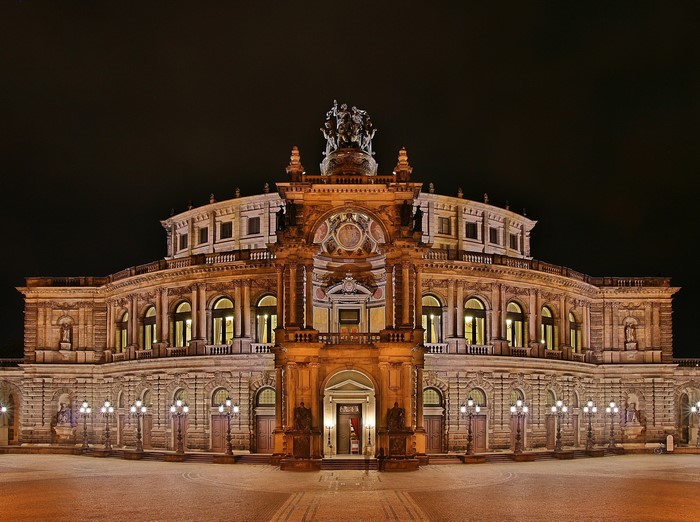 Semperoper in Dresden, Germany at Night